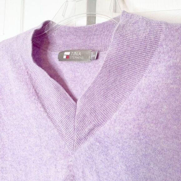 Tina Stephens Lavender Purple 100% Cashmere V-Neck Sweater Women’s Size X-Small - Picture 7 of 8